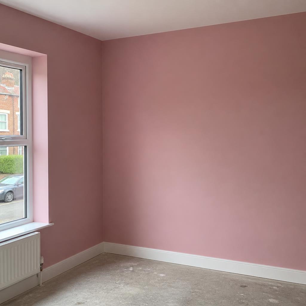 Freshly skimmed corner of a UK living room