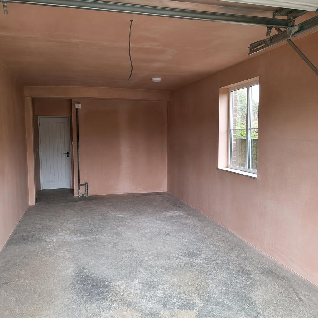 Freshly plastered garage interior