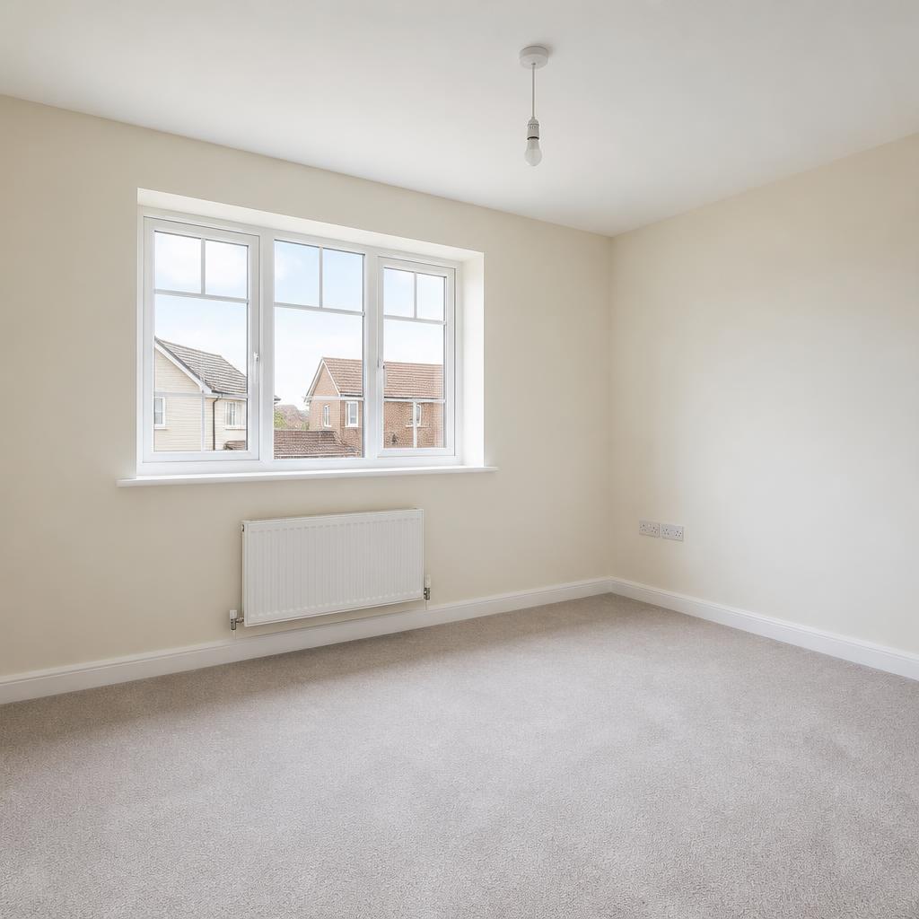 Finished cream bedroom with smooth plastered walls