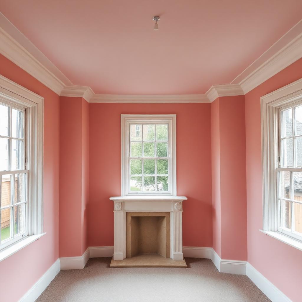 Bay window room with freshly skimmed walls and ceiling