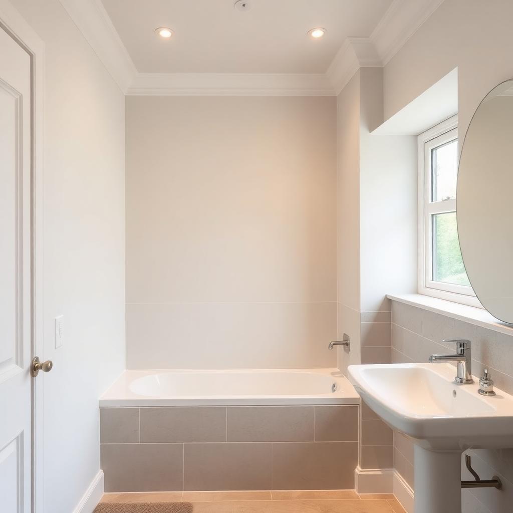 Freshly plastered ensuite bathroom ready for tiling