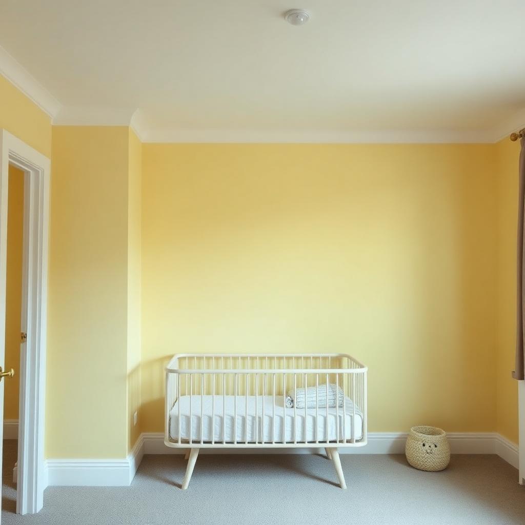Freshly plastered nursery painted soft yellow